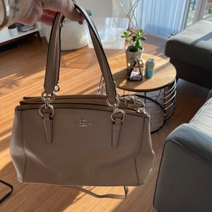 Beige leather handbag